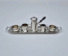 altes 925 Silber Miniatur Tete a Tete - Puppenstuben Zubehör Schokoladen Service