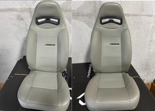 Blemished Corbeau Moab Grey Vinyl Reclining Back Racing Seats - Pair