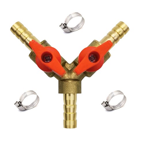 Only 1 valve 3 Way Shut off Ball Valve 5/16" ID Hose Barb Brass Y Shaped Ball...
