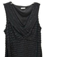 Fashion Bug Embellished Black Knee Length Cocktail Evening Dressy Dress L 14-16