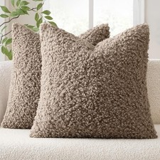 Pack of 2 Teddy Faux Fur Throw Pillow Covers 20x20 20" x 20" Pack of 2 Khaki
