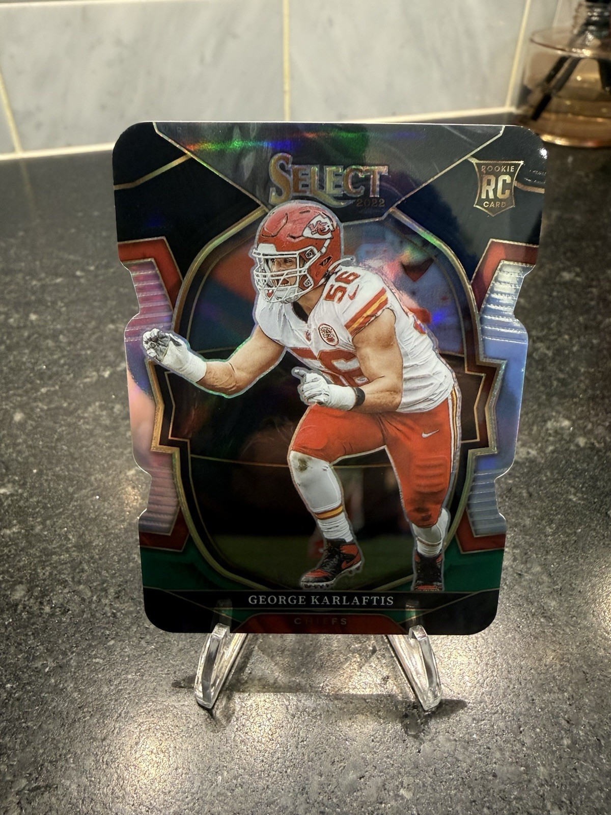 2022 Panini Select - Concourse George Karlaftis #22 Black & Green Prizm Die-Cut