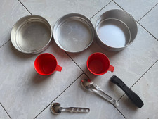 GAMELLE POPOTE CAMPING BIVOUAC ALUMINIUM - CASSEROLE POELE TASSE COUVERTS TBE