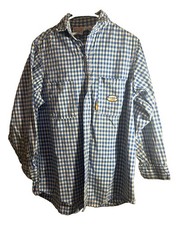 Rasco FR Men's Plaid Long Sleeve Button-Up Work Shirt Medium Reg CAT 2 2112