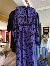 Vintage Victor Costa Purple Black Dress Size 10 Beautiful