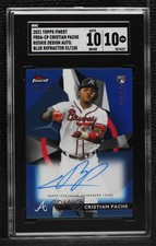 2021 Topps Finest Blue Refractor 51/150 Cristian Pache SGC 10 GEM Auto 0dj0