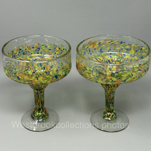 2er Set Handgefertigt in Mexiko Margarita Konfetti Gläser Recyclingglas 6,5" - Bild 2 von 5