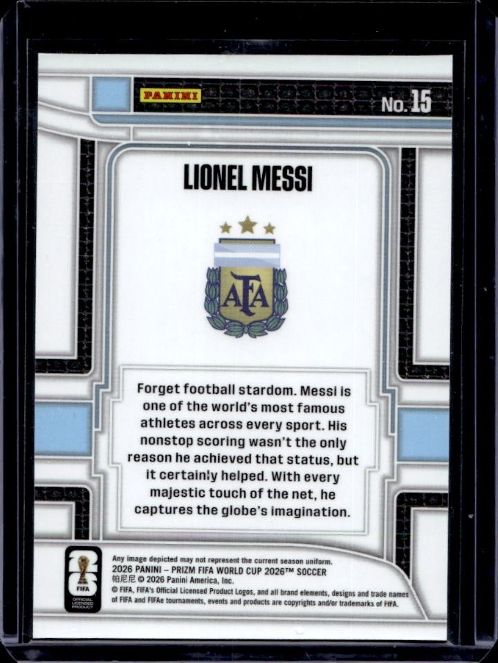 2026 Panini Prizm World Cup Lionel Messi Scorers Club #15 Argentina (A) view 2