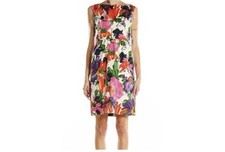 J Crew multicolored floral sheath dress lined sleeveless back zip career wear 8