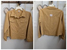Mustard Snap Front Cropped Lightweight Jacket M/L