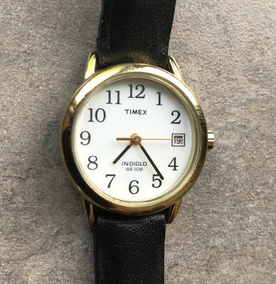 Timex Easy Reader Womens Watch Gold Tone Case White Dial W/Indiglo Function A3