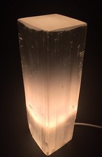 11.5" Rectangular Selenite Lamp W/Cord Selenite Tower Lamp Crystal Log Reiki.