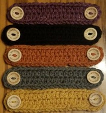 Lot of 5 Ear Savers Crochet Ear Protector Face Mask Extender MEDIUM Neutral 2