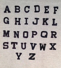Black - 1" Alphabet Letters your choice - Iron on Applique/Embroidered Patch