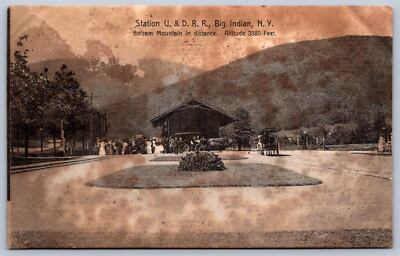 K18/ Big Indian New York Postcard c1910 U&D Railroad Depot Station  395