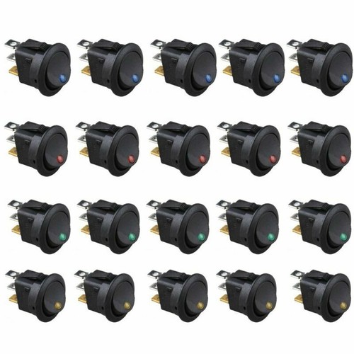 20x Blue Green Yellow Red LED Dot Light 12V Car Auto ON/OFF Toggle ...