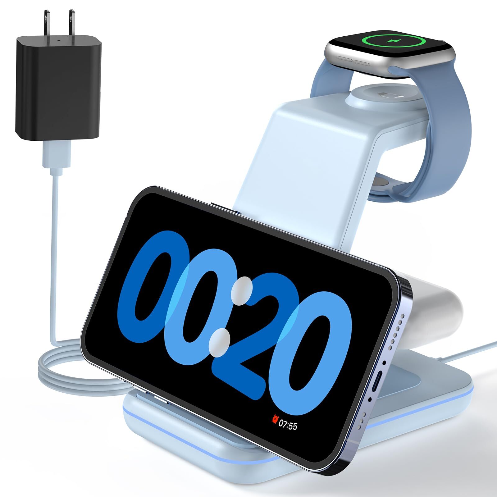 Charging Station for Apple Wireless Charger: 3 in 1 Phone Charger Stand for i...-image