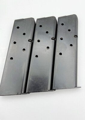 3 Mags USGI Colt Style 1911 .45 ACP Blued 7 Round Government .45 AUTO Clip Mag
