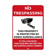 Vertical Metal Sign Multiple Sizes Trespassing Property Protected Surveillance