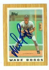 Wade Boggs autographed baseball card (Boston Red Sox) 1987 Topps MINI #41