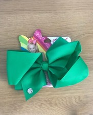 JoJo Siwa Jo Jo Bow School Uniform Green Large Girls Clip In Hair Ribbon NEW