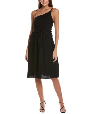 Bcbg New York Asymmetric Midi Dress, 10 / Black