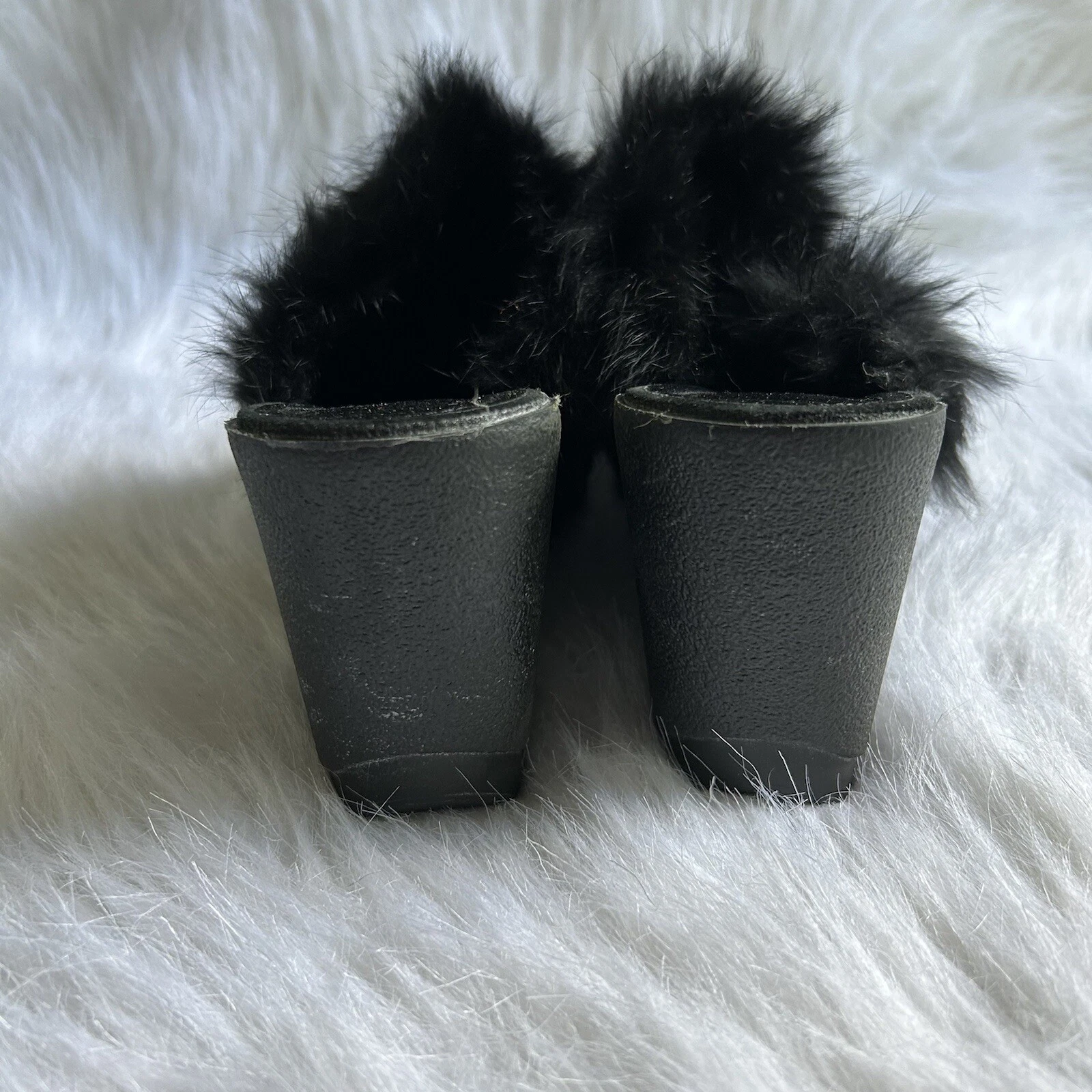 Zoccoli Coach Kaela scamosciati pelliccia di coniglio donna taglia 8 B neri scarpe con zeppa antiscivolo