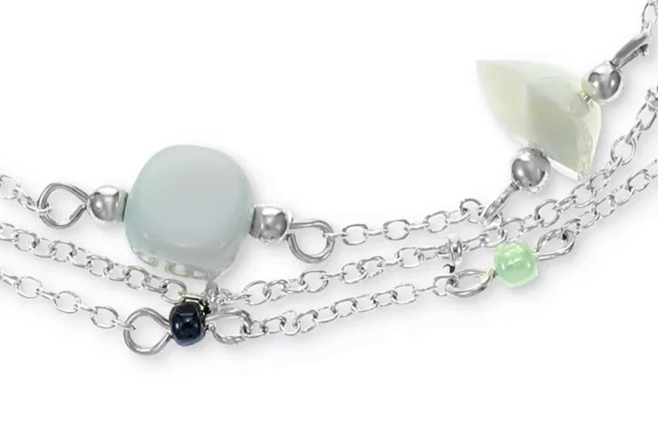 BRAZALETE TOBILLO STYLE & CO PLATA TONO AZUL 3 PIEZAS CUENTAS MIXTAS 9" NUEVO CON ETIQUETAS Foto 2 de 3