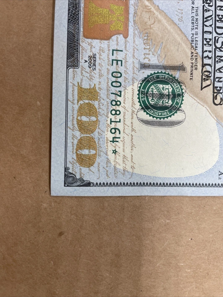 100 Dollar Bill Star Note 2009 - Image 3 of 4