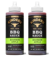 Kinder's® Premium Bourbon Apple BBQ Sauce, Marinade, Glaze & Dip 15.5oz (2 Pk)