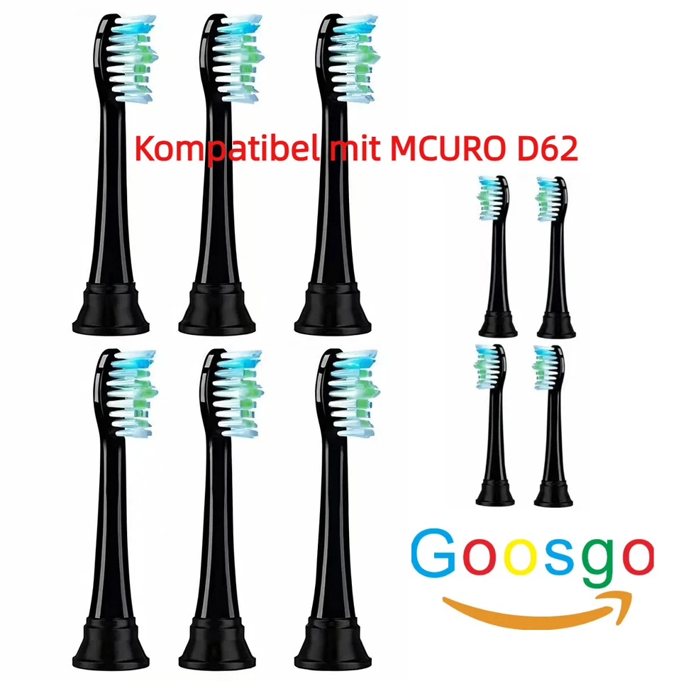MARKENLOS 10x Ersatzbürstenkopf Kompatibel mit MCURO D62 Elektrische Zahnbürste DE BKWH10