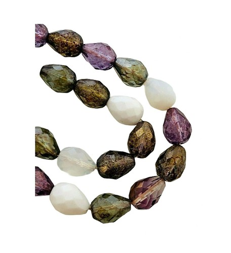 20 Assorted 13mm Picasso Opal Czech Glass Plump Tapered Teardrop Pear Mix Beads - 第 1/4 張圖片