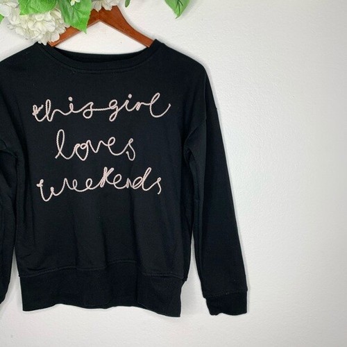 Free Generation Women’s Size Small S Weekend Embroidered Sweatshirt Black. - Picture 3 of 6