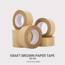 Self Adhesive 48mm x 50m Kraft Brown Paper Tape Picture Framing Carton Packing
