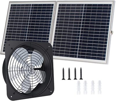 #ad 1200CFM Solar Fan kit 30W Foldable Solar Panel amp; 14quot; Steel DC Fan for Attic RV $69.99