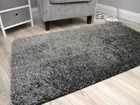 Thick Black Grey Shaggy Rugs Small Large Silky Soft Glittery Washable Floor Mats