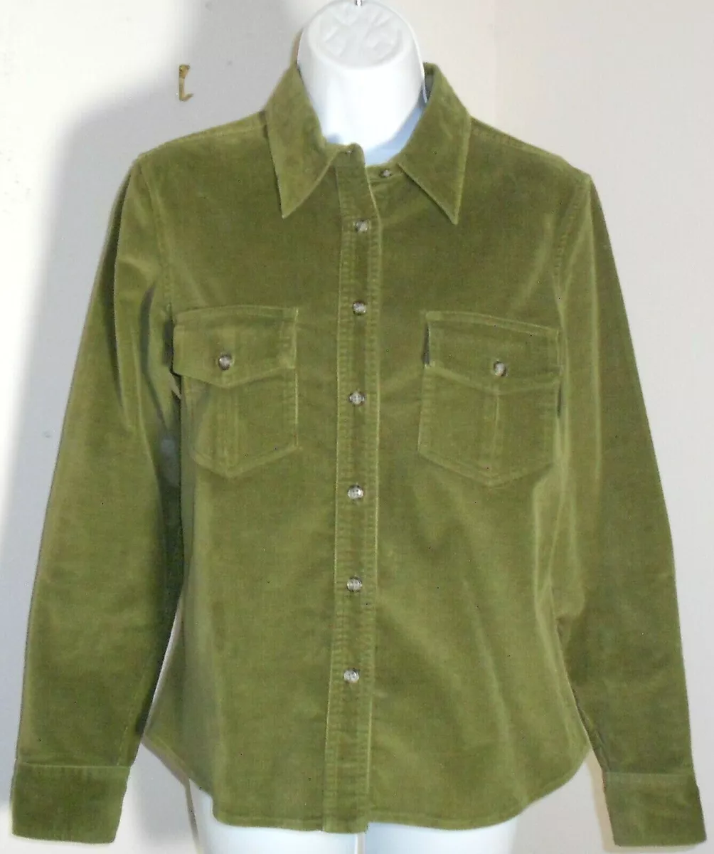 Limited Petite Women s Olive Corduroy Shirt Size PM eBay