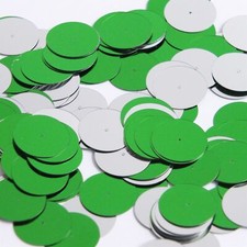 Round Flat Sequin 20mm Center Hole Green Silver Shiny Metallic Made in USA