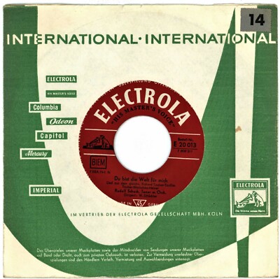 RUDOLF SCHOCK ''Du Bist Die Welt Für Mich'' Single 1959 D Electrola 20013
