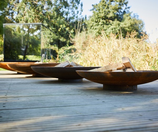 Curved Corten Steel Fire Pit - Burner Dish Garden Heater Camping Rust  Bonfire | eBay