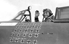 WW2 Picture Photo US pilot Robert Johnson in cockpit of P-47 Thunderbolt  3665