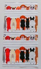 Fabric Cotton Pic C - Comic Dogs On Fence 11 3/8" L x 5 7/8" W Quilt Sew