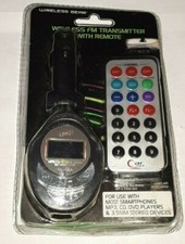 WIRELESS GEAR WIRELESS FM TRANSMITTER w REMOTE FOR PHONES, MP3, CD, DVD sld nip