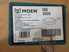Moen G18443 16 in. x 18 in. stainless steel 18 gauge single bowl sink