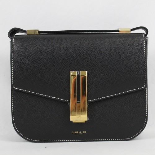 Demellier The Vancouver Cowhide Top Handle/Satchel Leather Bag In Black Smooth