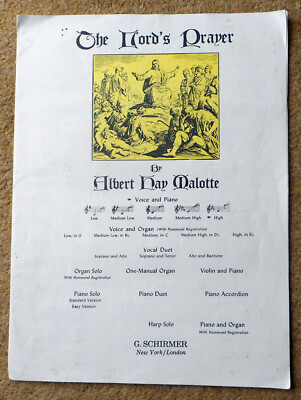 Das Vaterunser - Albert Hay Malotte: Hohe Stimme & Klavier 5 Seiten 1935 Schirmer