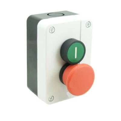 TEW Pushbutton Station E/Stop Red Green 1NC & 1NO Contract - TEW-PBS2-G-ESTR