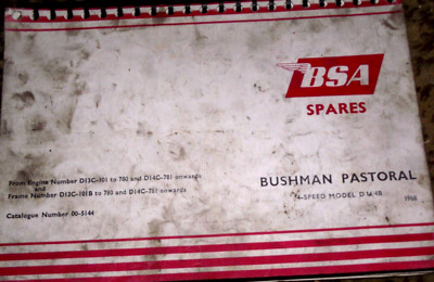 BSA BUSHMAN PASTORAL 4-GANG MODELL D14/4B ERSATZTEILKATALOG HANDBUCH 1968