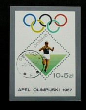 THEME JEUX OLYMPIQUES : POLOGNE 1967 YVERT BLOC FEUILLET N° 46 Oblitéré - TBE