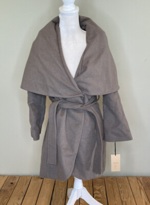 halogen NWT $348 women s Snap front Belted coat size XXS beige